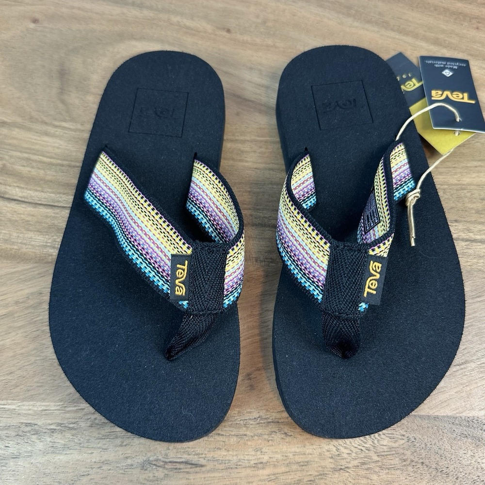 New NWT Little Kids Teva Mush II Multi Color Nylon Thong Flip Flops Sandals 13C